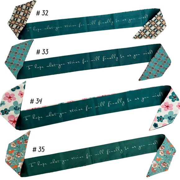 Slim Scarf 34in Teal Geometric Print Double Sided Neck Head Hair Bag Wrap  No32 - Picture 9 of 9